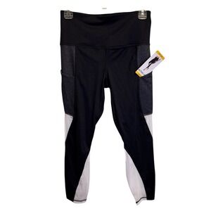 Active Life‎ Athletic Wear Leggings Yoga Pants M  Black  Charcoal White Mesh